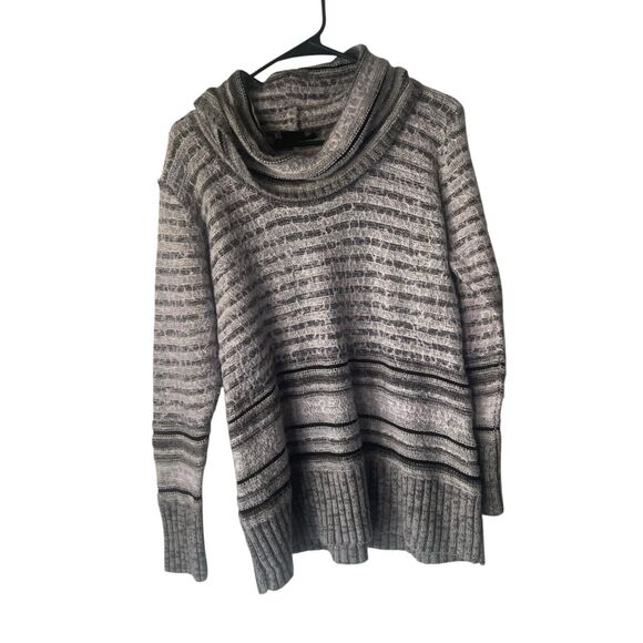 United States Sweaters Women's Size XL Cowl Neck Striped Gray Knit Cozy Sweater - Picture 1 of 7